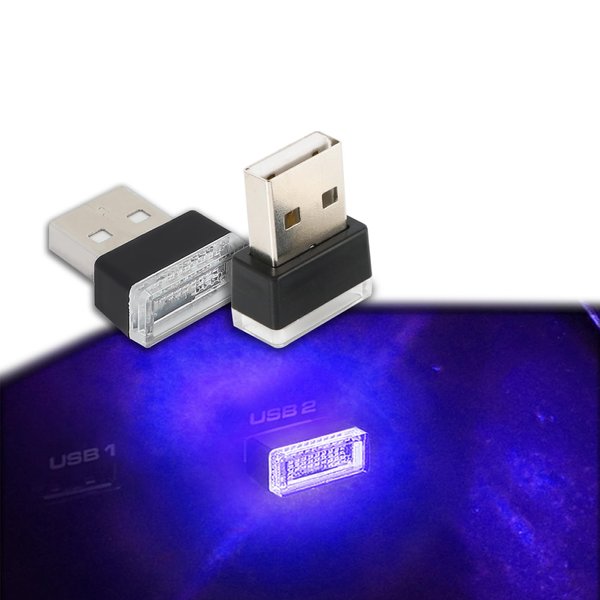 2PCS Car Interior Decoration Lighting, Car Night LED Ambient Lighting, Mini LED USB Light, Interior Led Lights, USB LED Car Interior Atmosphere Lamp Fit for Most Cars (Blue)