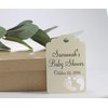 Personalized Baby Shower Thank You Tags with Baby Feet Cut Out, Set of 12 (Cream)
