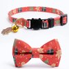 2 Pack Cotton Christmas Cats Collar with Bow Tie Red Green Cat Collars for Girl Female Boy Male Cat Collar with Bell Gingerbread Man Christmas Trees Charms