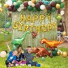 Dinosaur Birthday Decorations, Dinosaur Birthday Party Supplies for Boys Include Foil Dinosaur Balloons, Happy Birthday Balloons, Rain Curtain,Latex Balloons Arch Kit for Dino Jungle safari Party