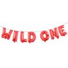 16 INCH WILD ONE Kids First Birthday Balloons, Wild One Birthday Decoration Kit Foil Letters Balloon Banner Baby Girl Boy 1st Bday Party Supplies 1st Birthday Decorations (WILD ONE Red)