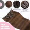 Clip in Hair Extensions Real Human Hair, SURNEL Chocolate Brown Real Human Hair Extensions Clip in Straight Remy Hair Extensions 140g 7pcs 14 Inch Hair(#4-14'')