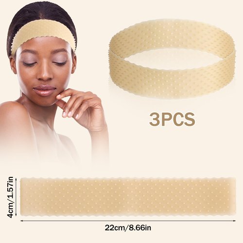 AHQiZFX 2 Pieces Wig Grip Band, Adjustable Wig Fix Headband Silicone Non Slip Wig Bands Elastic Wig Gripper Women Men Wig Bands Sweat-proof Hold Wig Cap Hairband for Keeping Wigs(beige)