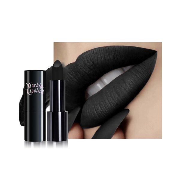 Black Lipstick Long Lasting for Women, Hydrating Matte Velvet Lip Gloss Superstay Liquid Lipstick Intense Color Non Stick Smudge-Proof & Waterproof Lipgloss Bold Glow Goth Lip Stick Makeup-05