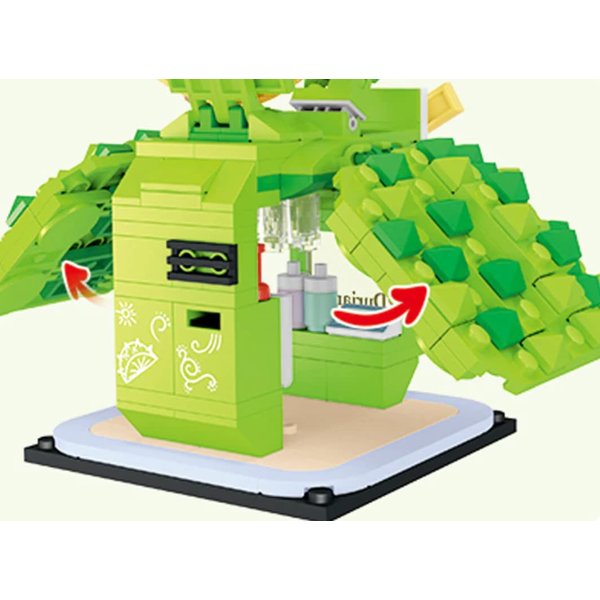 General Jim's Unique Durian Pizza Stand Shop 322 Piece Modular Building Blocks Brick Playset or Model Comes with Light Kit and Accessories Fun for Teens and Adults