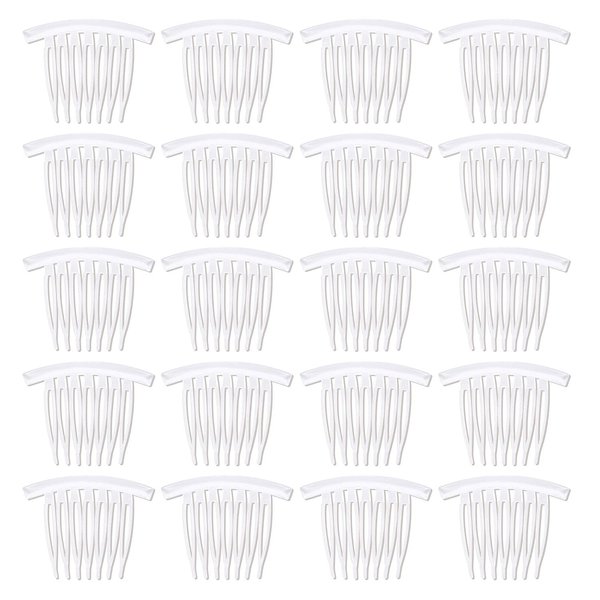 Lawie 20 Pack 4 Inch Clear White Plastic Hair Side Comb With Long Teeth Hairpins Grips Barrettes Clamps Bows for Women Bridal Wedding Veil Decorative Headpiece French Twist Updo Bun Accessories