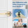 BIWIBON Fingerprint Door Lock, 5 in 1 Finger Print Door Knob with Smart APP/Fingerprint/IC Cards/Password/Backup Keys, Smart Door Knob with Keypad for Bedroom, Office, Apartment, Gold