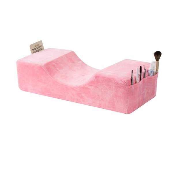 Beauty Eyelash Extension Neck Pillow Comfortable Memory Foam Lash Pillow Grafting Salon,Support Cervical Neck Protection Pillow with Velvet Pillowcase(pink)