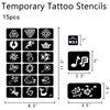 MCPINKY 450PCS Temporary Tattoo Stencils, 15 Sheets Henna Tattoo Stencil Kit for Women Girls Glitter Semi Permanent Tattoo Body Art DIY