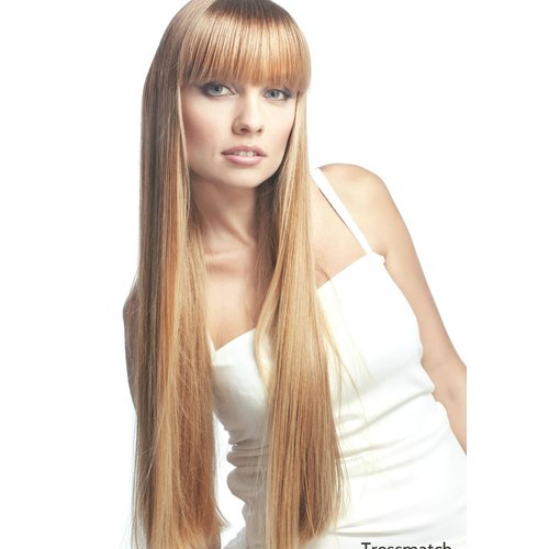 TRESSMATCH 20"-22" Remy Human Hair Clip in Extensions Thick to Ends Caramel/Honey Blonde (Color #27) Red 10 Pieces Full Head Set [5.7oz/160grams) …