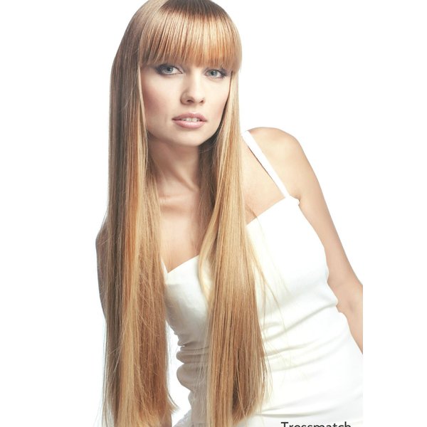 TRESSMATCH 20"-22" Remy Human Hair Clip in Extensions Thick to Ends Caramel/Honey Blonde (Color #27) Red 10 Pieces Full Head Set [5.7oz/160grams) …