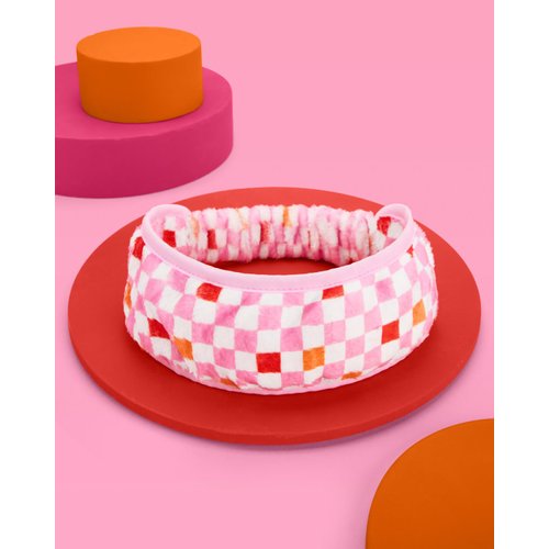 xo, Fetti Checkered Facial Spa Skincare Headband | Bachelorette Party Favor, Bridesmaid Goodie Bag, GRWM, Bridal Shower Gift, Girl's Makeup Head Wrap