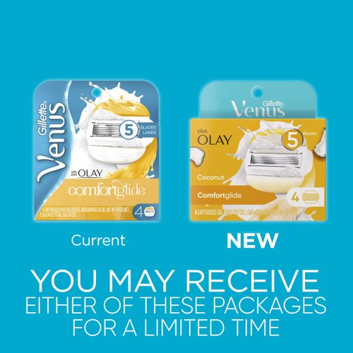 Gillette Venus with Olay Comfortglide Women's Razor Blade Refills, 4 Count, Womens Razors / Blades