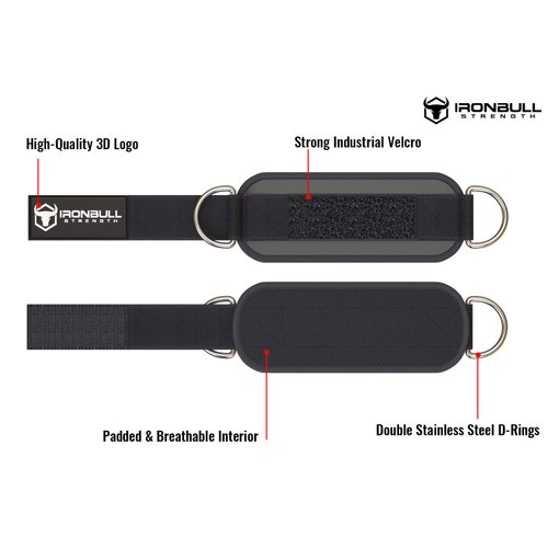 Ankle Straps for Cable Machines (Pair) - Double D-Ring Attachment, Fully Adjustable, Breathable Comfort Neoprene - For Legs, Glutes, Abs and Hips Workouts - Fits Women & Men (Black)