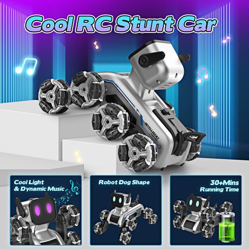 Yeriayha Robot Dog Toys for Age 8-13, 8WD Remote Control Cars Robot Dog Rc Car with Light & Sound, Toys Gifts for 6 7 8 9 10 11 12 Year Old Boys Christmas Birthday Coolest Gifts for Boys 8-12