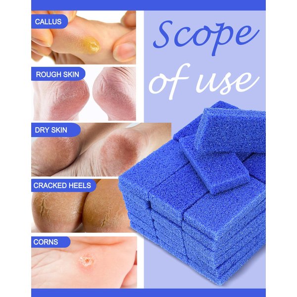 Maryton Disposable Foot Scrubber Pumice Pads, Pedicure Pumice Stone Dead Skin Callus Remover for Feet, 40Pcs (Dark Blue Coarse)