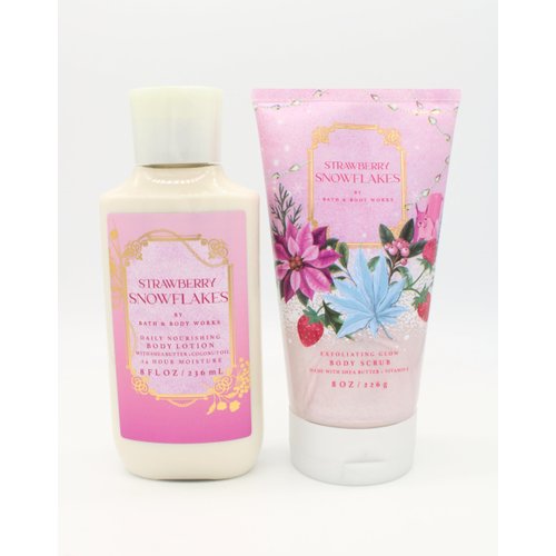 Generic Strawberry Snowflakes, Bath and Body, Exfoliating Body Scrub and Body Lotion Bundle Set