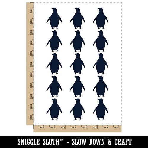 Chill Penguin Silhouette Temporary Tattoo Water Resistant Fake Body Art Set Collection - 15 2" Tattoos (1 Sheet)