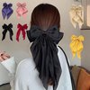 Long streamer oversized bow top clip hair clip for the back of the head tassel solid color bow hair clip hair bow ponytail clip(QZ)