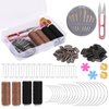 120 pcs Hair Extension Clips, Complete Hair Extensions Clip Wig Making Set, Wig Clips for Hair Extensions Include Hair Sewing Needles and Threads