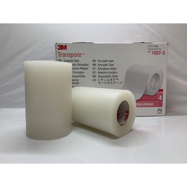 3M™ Transpore™ Surgical Tape 1527-3, 3 inch x 10 yard (7,6cm x 9,1m), 4 rolls/box