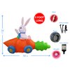 BZB Goods 5 Foot Long Easter Inflatable Bunny in Carrot Car Lighted LED Lights Outdoor Indoor Holiday Party Decorations Blow up Yard Lawn Inflatables Home Family Outside Decor