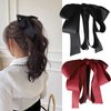 Generic 2 PCS Ribbon Bow Banana Clip Vertical Ponytail Claw Clip Bowknot Hair Clip for Women Girls Korean Style Banana Barrette Sweet Hair Accessories Ponytail Holder