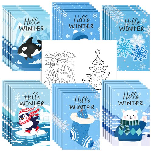 Jetec 36 Pcs Winter Coloring Books for Kids Bulk Religious Christmas Mini Coloring Books Winter Small Coloring Book for Holiday Party Favor Kid Sunday School Classroom Gifts(Snowman)