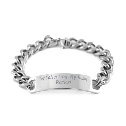 Game On Novelties Reusable Toy Collecting, Toy Collecting. My Hobby Rocks!, Toy Collecting Cuban Chain Bracelet from