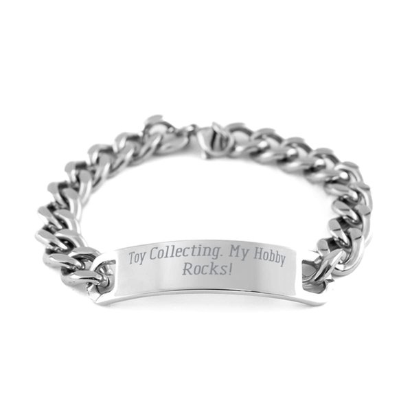 Game On Novelties Reusable Toy Collecting, Toy Collecting. My Hobby Rocks!, Toy Collecting Cuban Chain Bracelet from