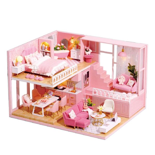 TuKIIE DIY Miniature Dollhouse Kit with Furniture, 1:24 Scale Creative Room Mini Wooden Doll House Accessories Plus Dust Proof & Music Movement for Kids Teens Adults(Warm Moments)