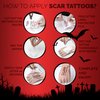 60 PCS Halloween Scar Tattoos, 60 Sheet Halloween Zombie Scars Tattoo Stickers Fake Scab Blood Special Fx Costume Makeup Props, Halloween Make Up Party Scar Tattoo Masquerade Prank Prop Decorations