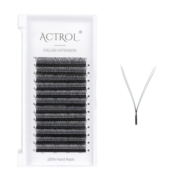 ACTROL YY Eyelashes Extension Lashes Black D Curl 0.07mm 12mm Lash Volume Extension Easy Fans Y Shaped Premade Soft Eyelashes Supply