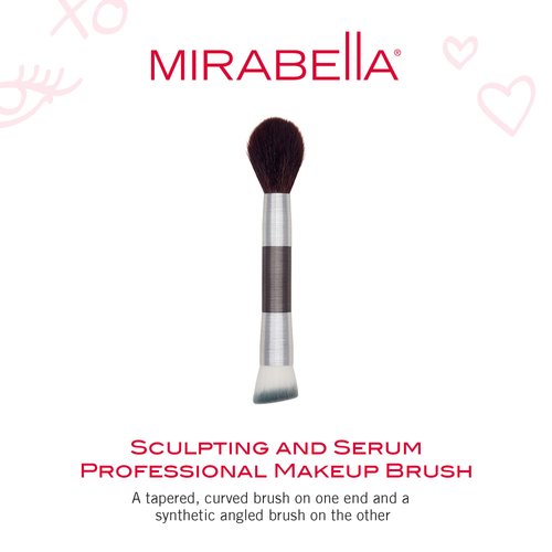 Mirabella Perfecting & Sculpting Duo Foundation Brush, Professional Makeup Brush Collection, Cruelty-Free Synthetic Bristle Brush, Hand-Sculpted Brushed Aluminum Handle Blending Brush for Makeup