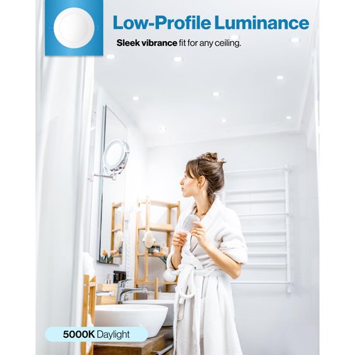 Sunco 2 Pack 6 Inch Ultra Thin LED Recessed Ceiling Lights, 5000K Daylight, Dimmable, 14W, Wafer Thin, Canless with Junction Box