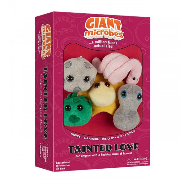 GIANTmicrobes Tainted Love Themed Gift Box - Learn about Health with this 5-piece Box Set of 3” STIs, Unique Gift for Students, Educators, OBGYNs, and Anyone with a Healthy Sense of Humor