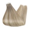 Full Shine Balayage Tape in Extensions Color 19/8/60 Grey And Blonde Tape in Hair Extensions Human Hair 16 Inch Straight Natural Hair Extensions 50 Gram 20 Pcs Double Sided Tape in Hair