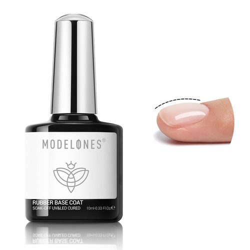 modelones Rubber Gel Base Coat for Nails, Clear Rubber Base Gel Polish for Nail Strengthen/Apex Building/Enhance/Reinforced Long Lasting Protect Soak Off U V LED Builder Gel For Thin Weak Nails