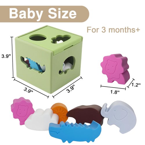 Pepicat Shape Sorting Box, Silicone Shape Sorter, Montessori Activity Cube for Girls Boys 3 4 5 Years Old, Educational Toy for Toddlers, Preschool Learning Game for Kids, Gifts for Christmas Birthday