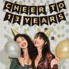 CHEERS TO 13 YEARS Banner, Pre-Strung, Black Gold 13th Birthday and Anniversary Party Decorations, Happy 13th Birthday Banner, Thirteen Anniversary Party Banner, 13 Year Old Blessed & Loved Banner