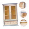 2 Pcs Dollhouse Bookshelf Cabinet Model Furniture Wooden Book Shelf Wood Storage Cabinet Dollhouse Cabinets 1 12 Scale Classic Wooden Mini Storage Display Cabinet Glass Beige