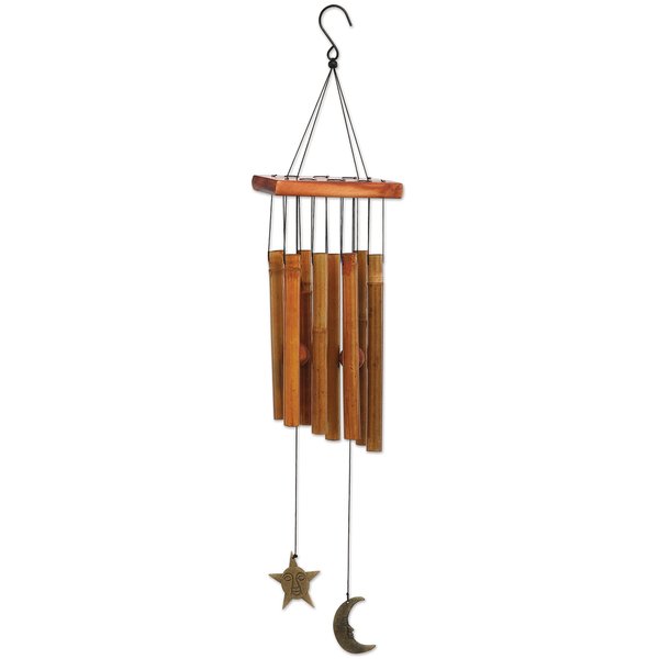 Sunset Vista Designs 92697 Moon and Star Metal and Wood Wind Chime, Bamboo