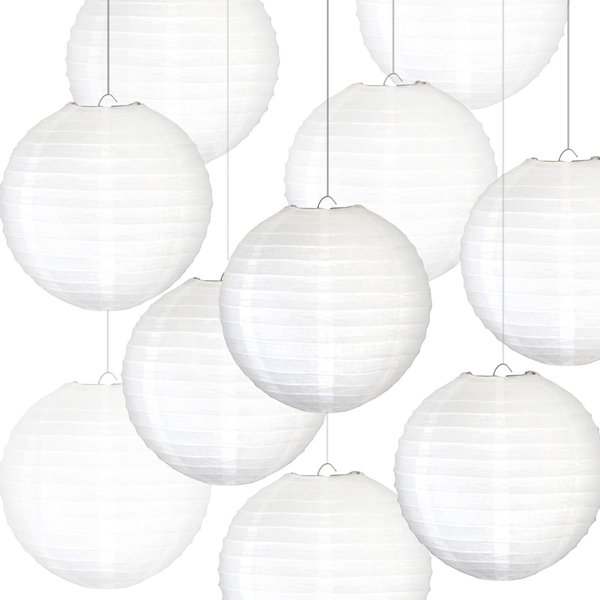 Novelty Place 10 inch White Paper Lanterns (Pack of 10) - Great Chinese/Japanese Home, Party & Wedding Decorations