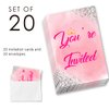 QZJ Pink Girl Birthday Party Invitations Supplies with Envelopes Set of 20 Pink Girls Birthday Party Invites Fill in Blank, Double Sided