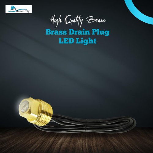 MARINE CITY Brass Drain Plug LED Light, Blue 20LM – Durable, Water & Corrosion-Resistant, Easy to Install for Boats, Ships, Yachts, and Marines (Pack of 1)