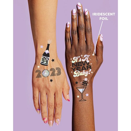 xo, Fetti New Years Eve Party Supplies Tattoos - 42 Foil Styles | NYE Party Favors, Happy New Year Decorations, NYE 2024 Decor