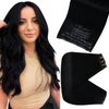 Full Shine Human Hair Clip in Extensions Jet Black Pu Clip in Extensions Real Human Hair Invisible Clip ins for Women Black Hair Natural Hair Extensions Thick Ends 8Pcs 120Grams 14 Inch