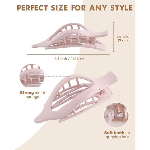 French Flat Hair Clips for Women - 6Pcs Flat Hair Claws for Thin Thick Hair Strong Hold No Slip Grip Hair Claw Clips for Women Girls (Polished(Morandi color series))