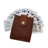 boshiho Playing Card Case, Genuine Leather Double Playing Cards Deck Holder for Magicians and Poker Players, Camping Holidays Trips