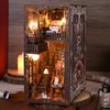 3D Wooden Puzzle Bookends, 2025 New DIY Book Nook Kit, Magic Book House Model Building Kit Insert Decor with Sensor Light, Stand Bookshelf for Home Decorative Books Ornaments (New Secret Castle)
